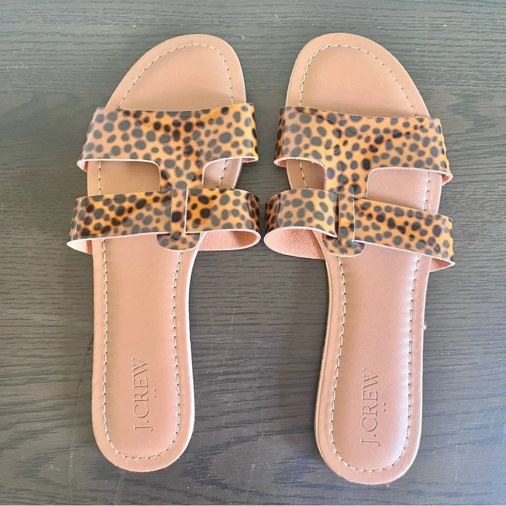 J. CREW Tortoise Shell Beachside Slide Sandals Sz 7 NWOT - Picture 3 of 6